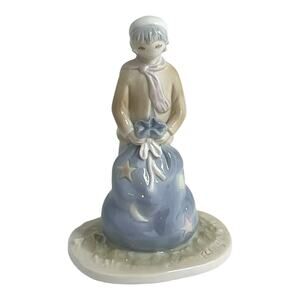 Flavia Weedn Dream Maker Figurine 5.5" Porcelain Boy 80s Roman Japan Blue Vtg